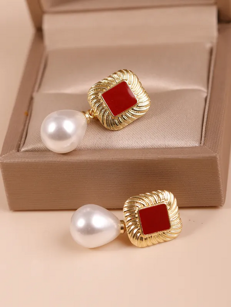 27 Retro Square Pearl Drop Earrings – 27 Boutique