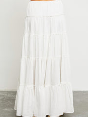 27 Drawstring Tiered Maxi Skirt