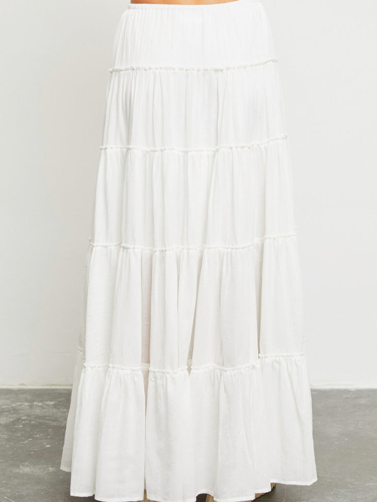 27 Drawstring Tiered Maxi Skirt