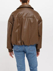 BRUNETTE THE LABEL Miriam Vegan Leather Bomber Jacket