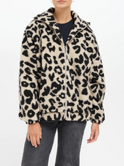 BRUNETTE THE LABEL Leopard Sherpa Jacket