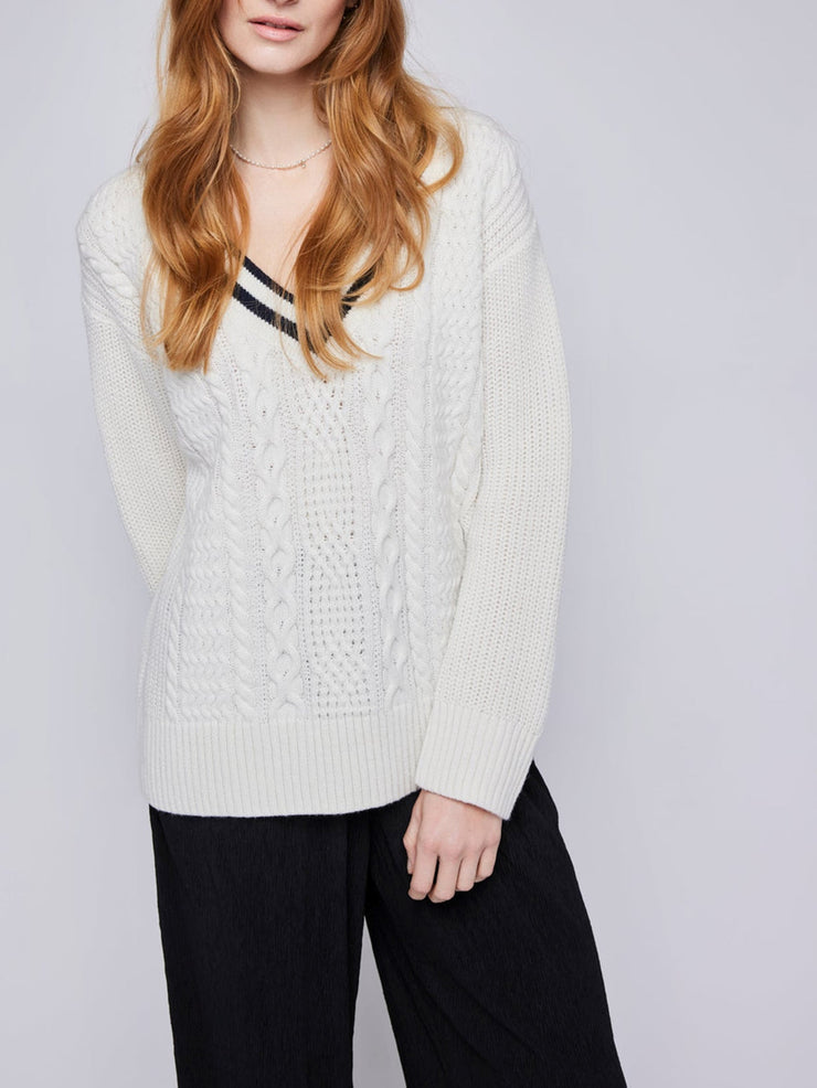 GENTLE FAWN Kyla V-Neck Varsity Sweater