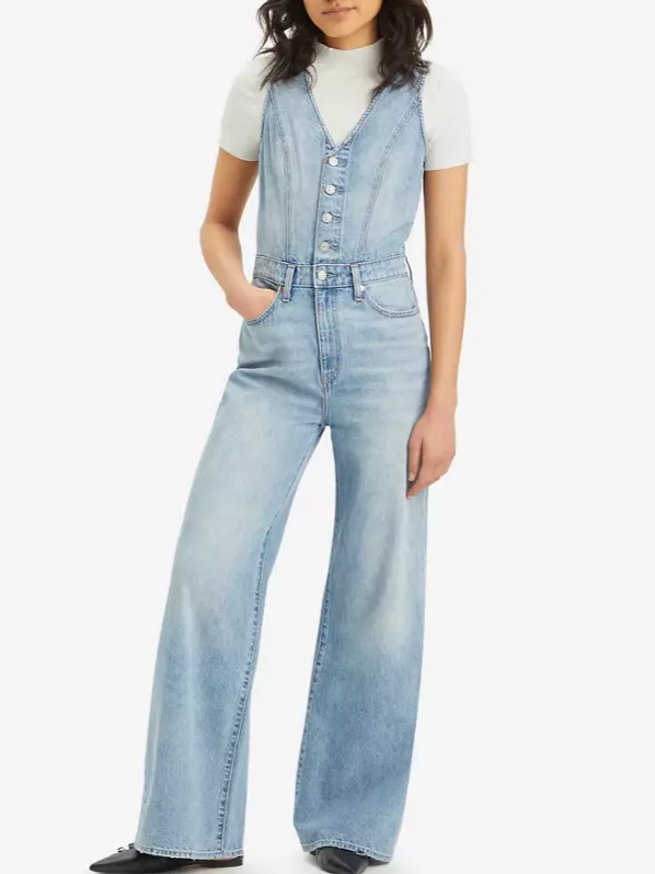 LEVI'S Denim Vest Wide Leg Jumpsuit