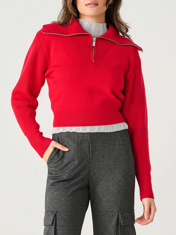 DEX Half Zip Textured Knit Sweater