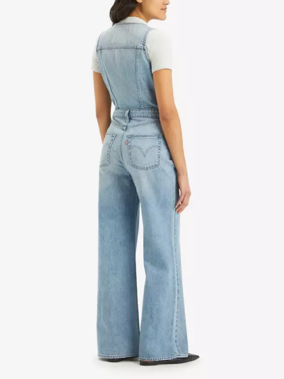 LEVI'S Denim Vest Wide Leg Jumpsuit