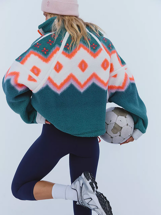 FREE PEOPLE Mountain High Printed Half Zip Fleece