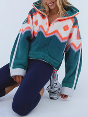 FREE PEOPLE Mountain High Printed Half Zip Fleece