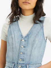 LEVI'S Denim Vest Wide Leg Jumpsuit