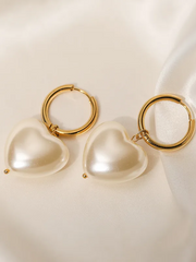 27 Pearl Heart Hoop Earrings