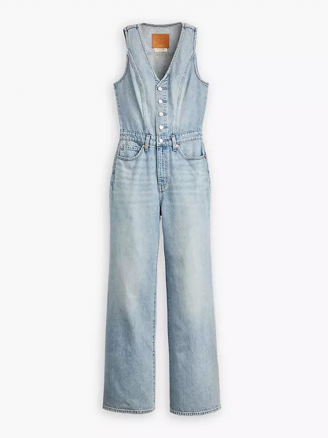 LEVI'S Denim Vest Wide Leg Jumpsuit