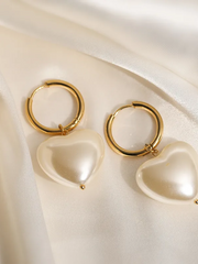 27 Pearl Heart Hoop Earrings