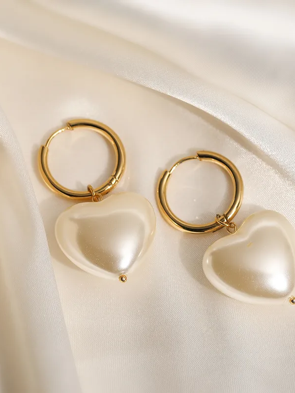 27 Pearl Heart Hoop Earrings