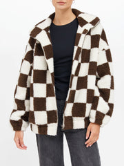 BRUNETTE THE LABEL Checkerboard Sherpa Jacket