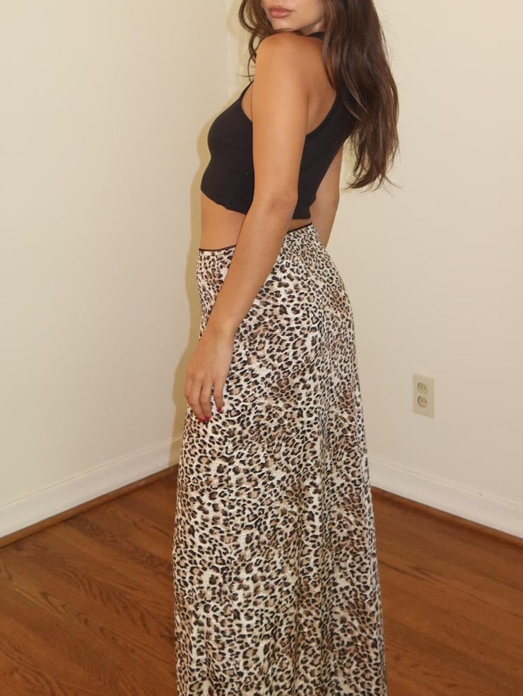 27 Lace Trim Leopard Maxi Skirt