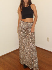 27 Lace Trim Leopard Maxi Skirt