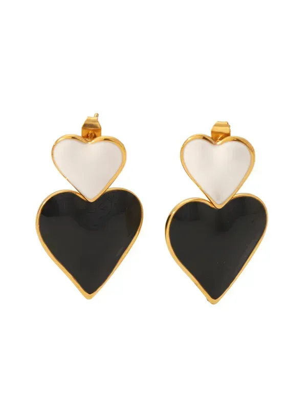 Double heart earrings discount
