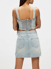 KUWALLA Denim Bustier Corset Top