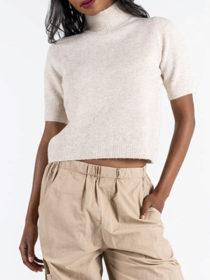 C'EST MOI Short Sleeve Mockneck Sweater