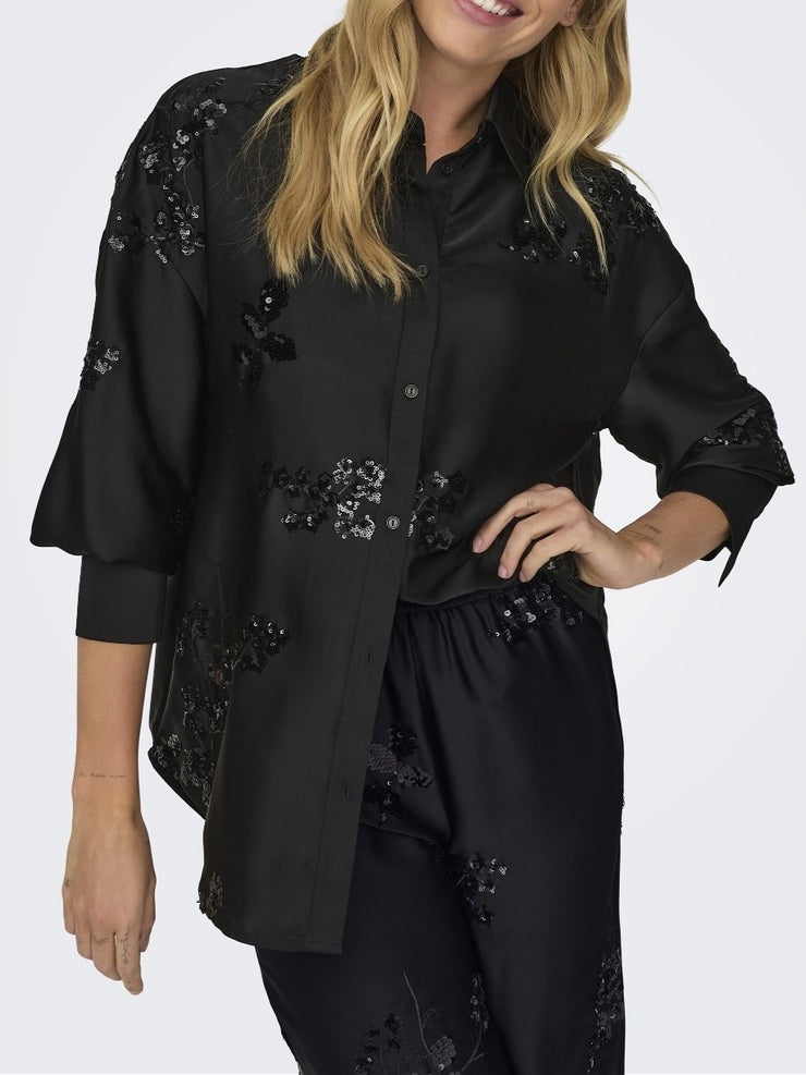 ONLY Lainey Sequin Button Up Blouse