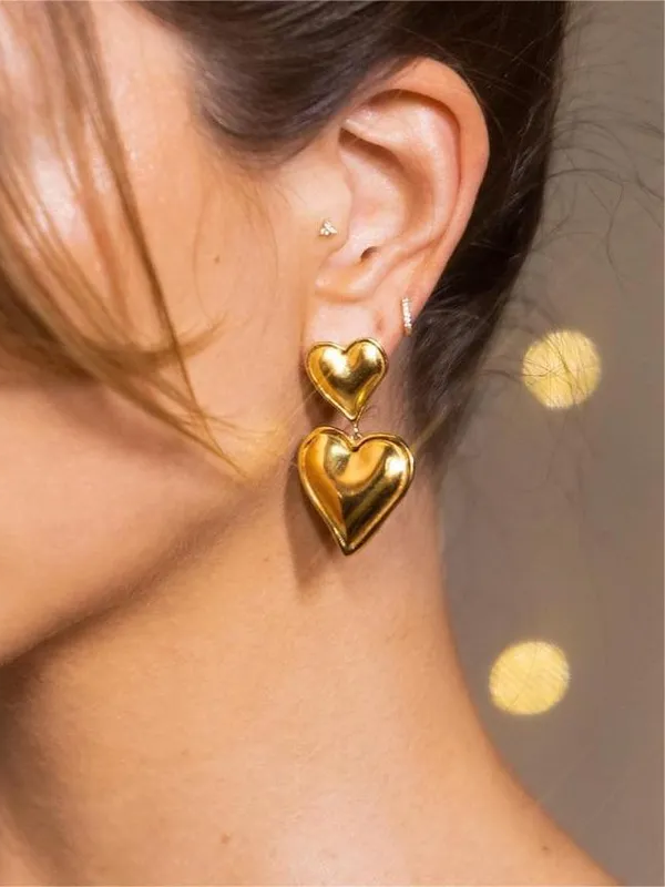 27 Double Heart Drop Earrings – 27 Boutique