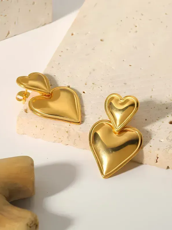 27 Double Heart Drop Earrings 27 Boutique
