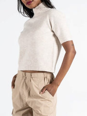 C'EST MOI Short Sleeve Mockneck Sweater