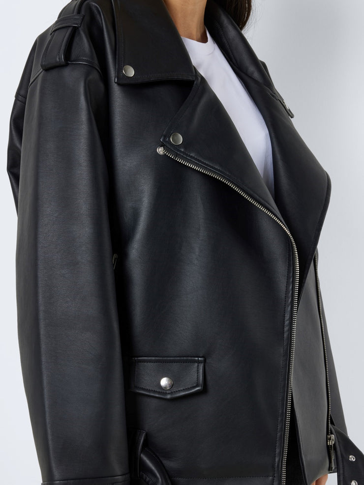 NOISY MAY & ONLY Slade Oversized Faux Leather Jacket