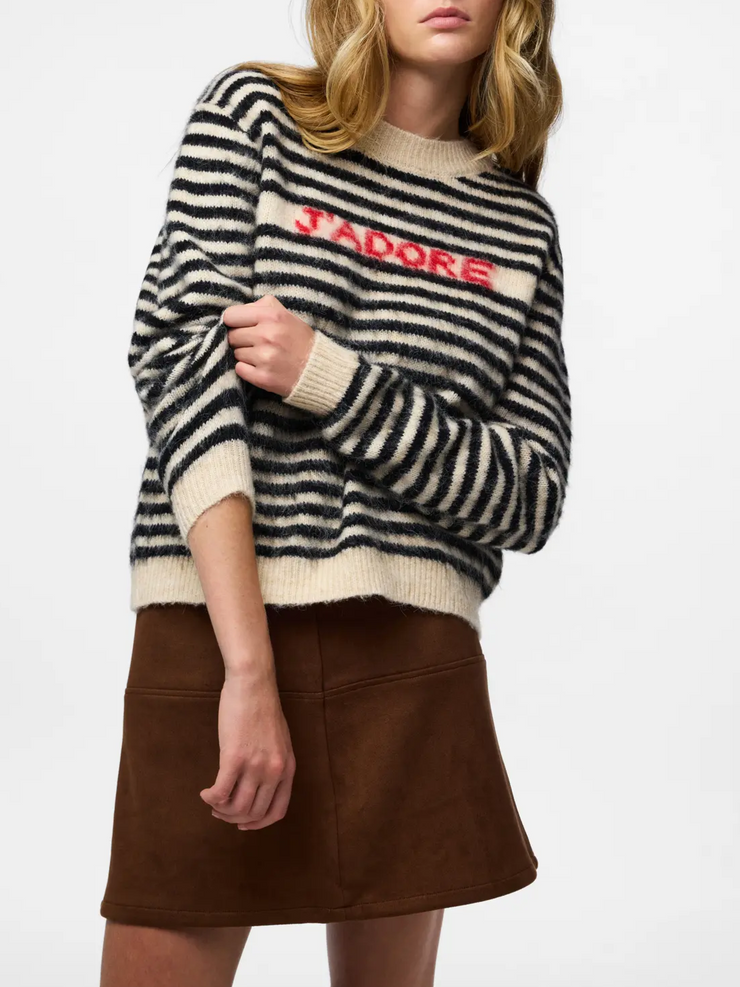 PIECES Jada Striped Knit Sweater