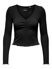 ONLY Betty Long Sleeve Ruched V-Neck Top