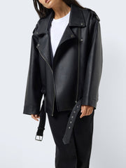 NOISY MAY & ONLY Slade Oversized Faux Leather Jacket