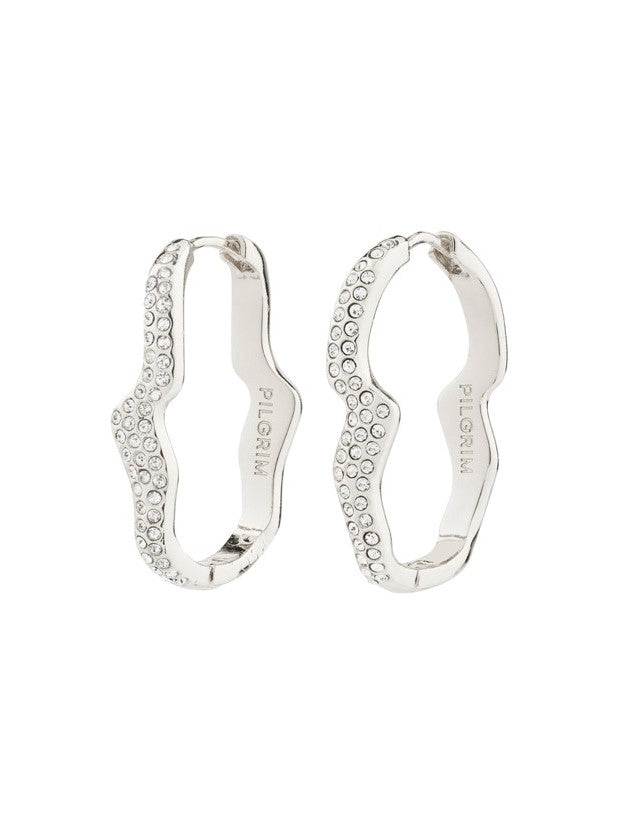 PILGRIM Connect Wavy Crystal Hoop Earrings