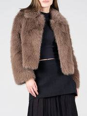 C'EST MOI Faux Fur Cropped Jacket