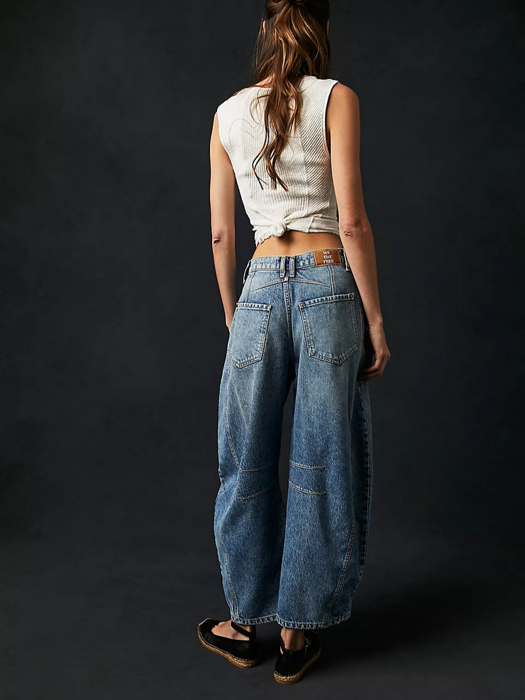 FREE PEOPLE Good Luck Mid Rise Barrel Jean