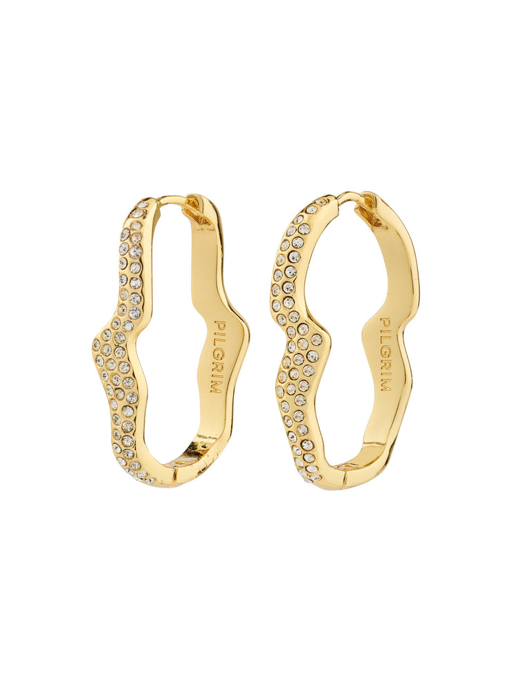 PILGRIM Connect Wavy Crystal Hoop Earrings