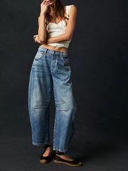 FREE PEOPLE Good Luck Mid Rise Barrel Jean