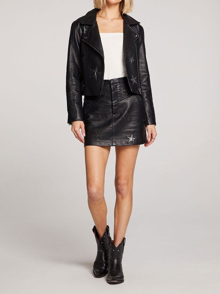 SALTWATER LUXE Caprice Blackstar Faux Leather Jacket