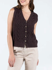 C'EST MOI Button Down Cable Knit Vest