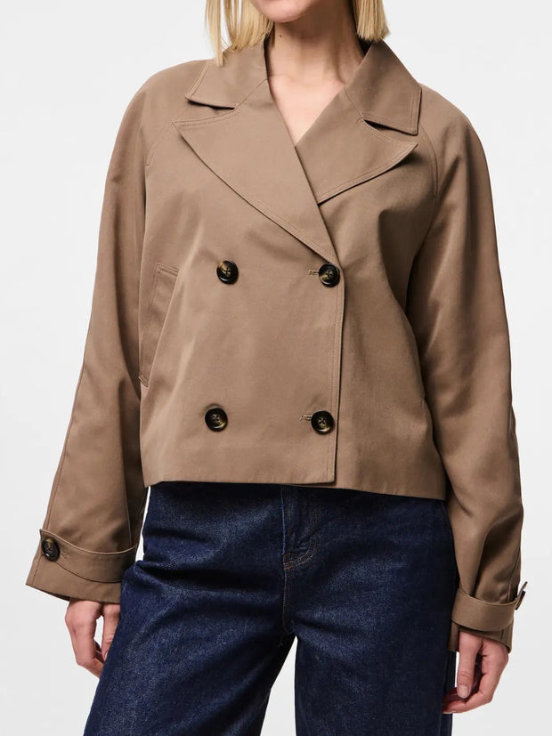 PIECES Scarlett Cropped Trench Coat