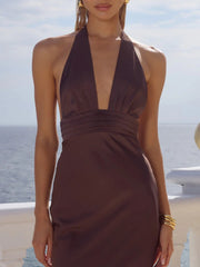 RUNAWAY THE LABEL Sylvie Plunge V-Neck Maxi Dress