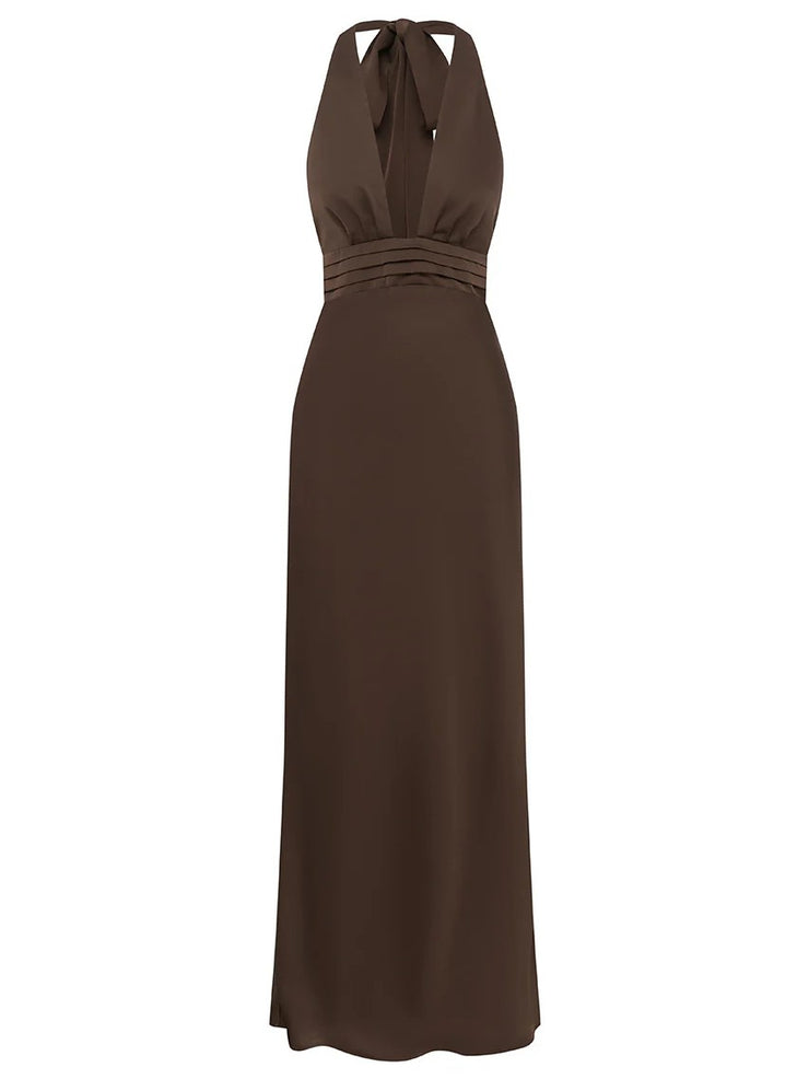 RUNAWAY THE LABEL Sylvie Plunge V-Neck Maxi Dress