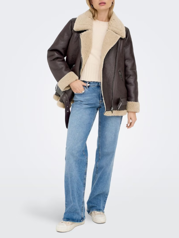 ONLY Ashton Faux Leather Aviator Jacket