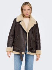 ONLY Ashton Faux Leather Aviator Jacket