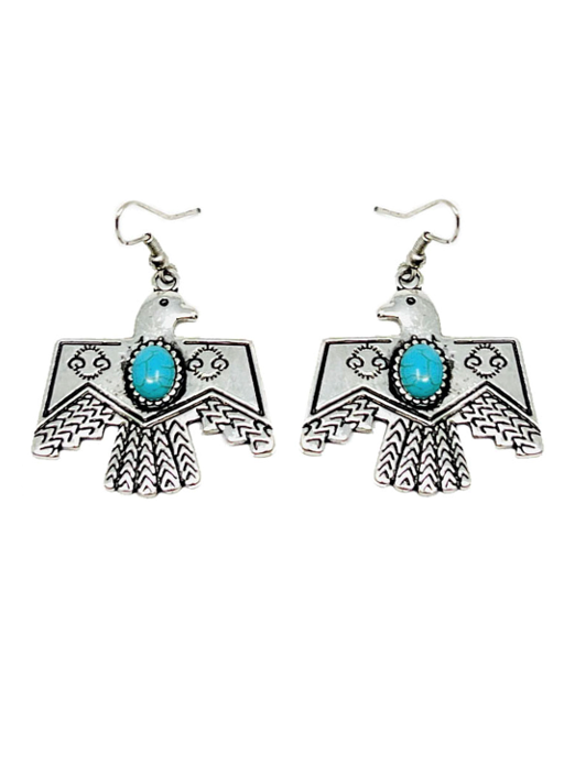 27 Western Style Turquoise Eagle Dangle Earrings