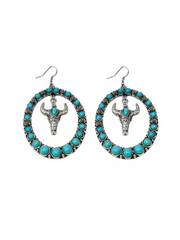 27 Western Style Turquoise Longhorn Dangle Earring