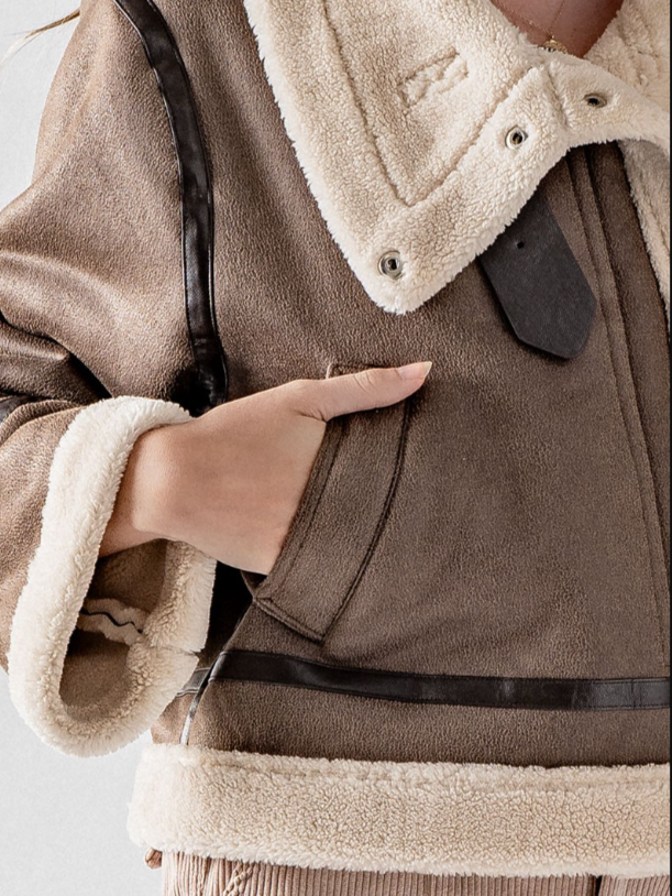 Sherpa lined sales aviator jacket