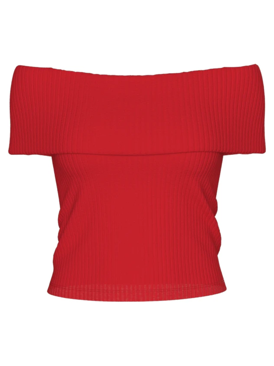 red cut out shoulder top