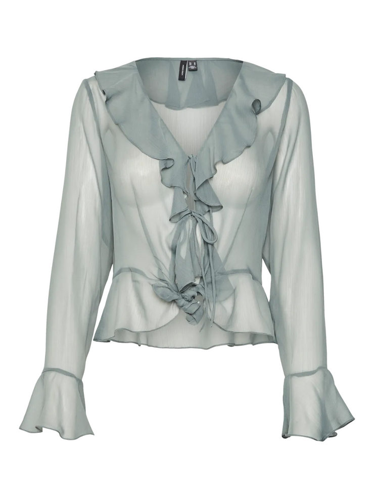 VERO MODA Spencer Long Sleeve Sheer Frill Blouse