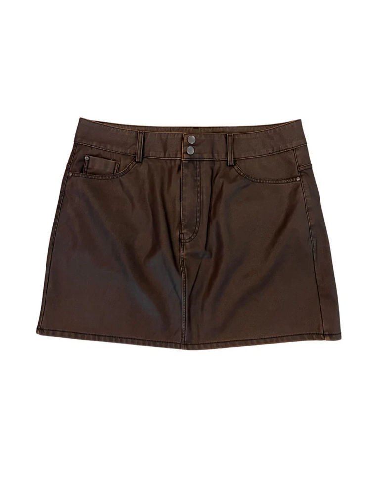 RD STYLE Distressed Faux Leather Mini Skirt