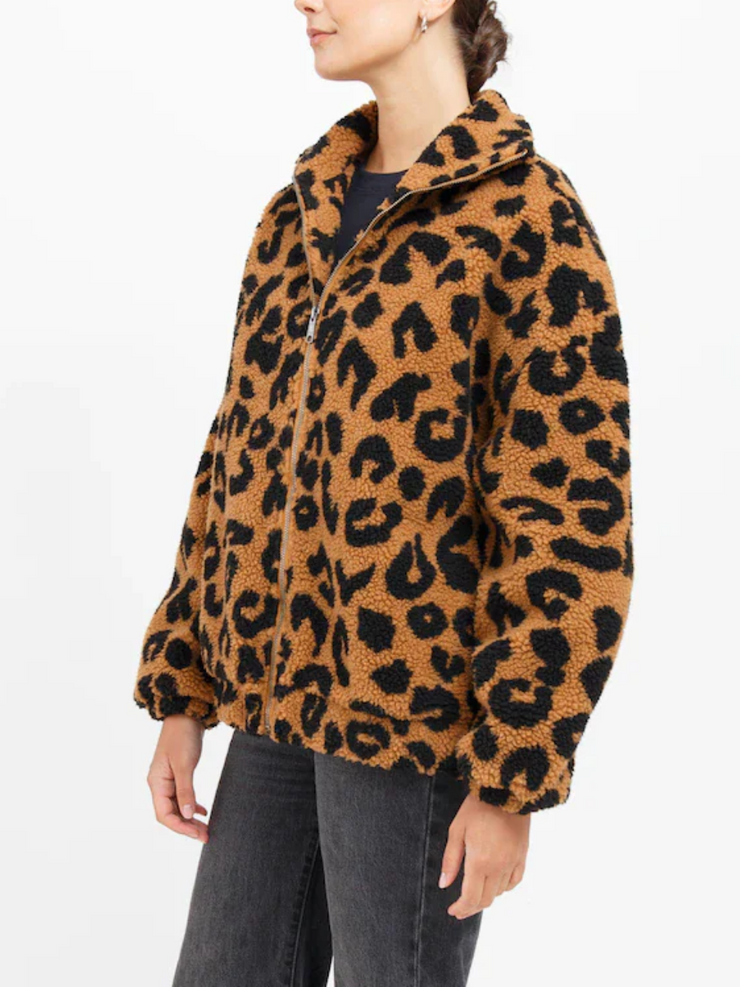 BRUNETTE THE LABEL Leopard Sherpa Jacket