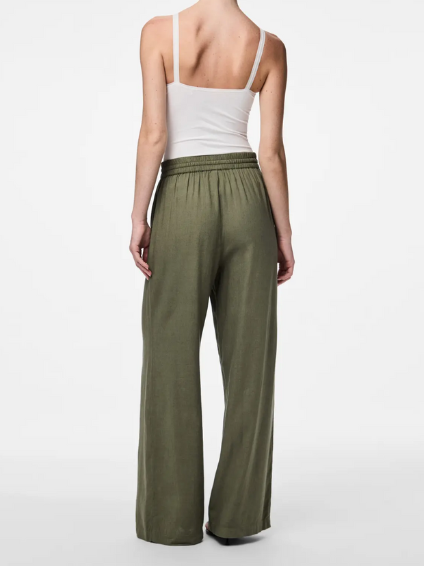 PIECES High Waisted Wide Leg Drawstring Pant